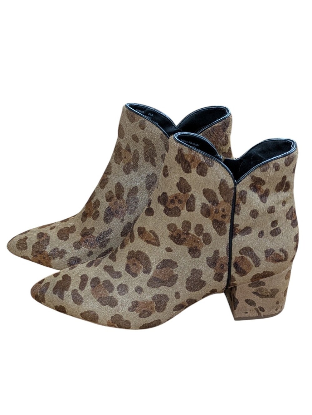 Cole Haan Elyse Dyed Calf Hair Block Heel Leopard Print Ankle Boot Size 8.5